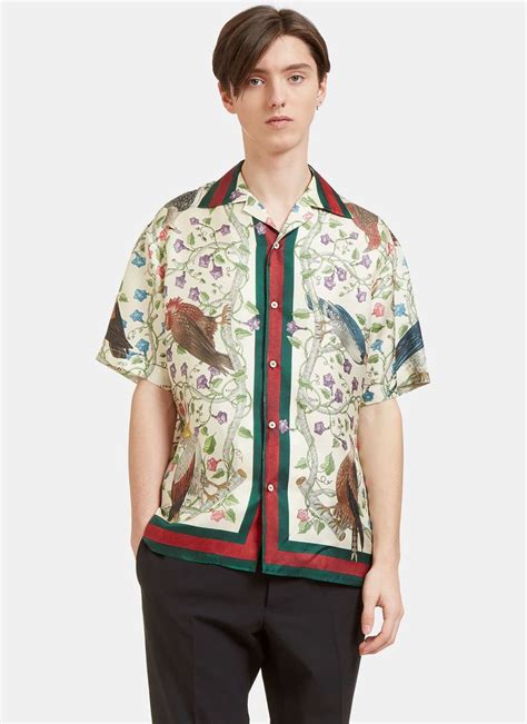 red pattern gucci short sleeve button down|Gucci shirts short sleeve.